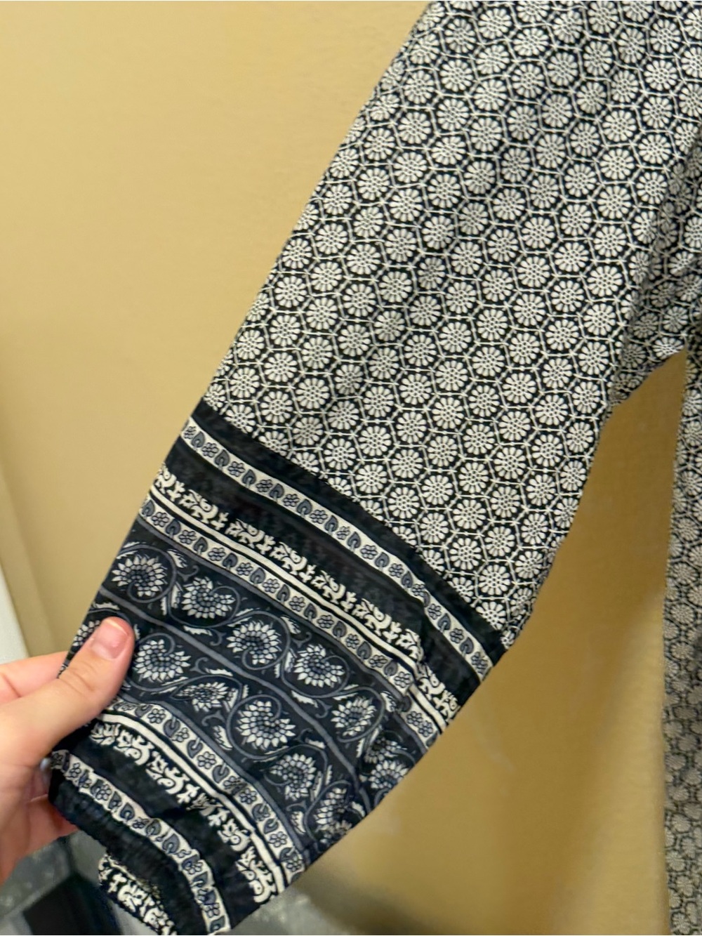 Anthropologie Anna SUI Black & White Patterned Maxi Dress Boho Cotton Large - Picture 11 of 12